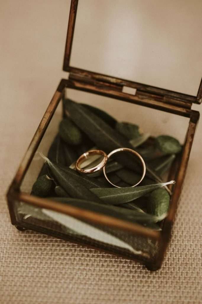 wedding rings in an eco friendly box