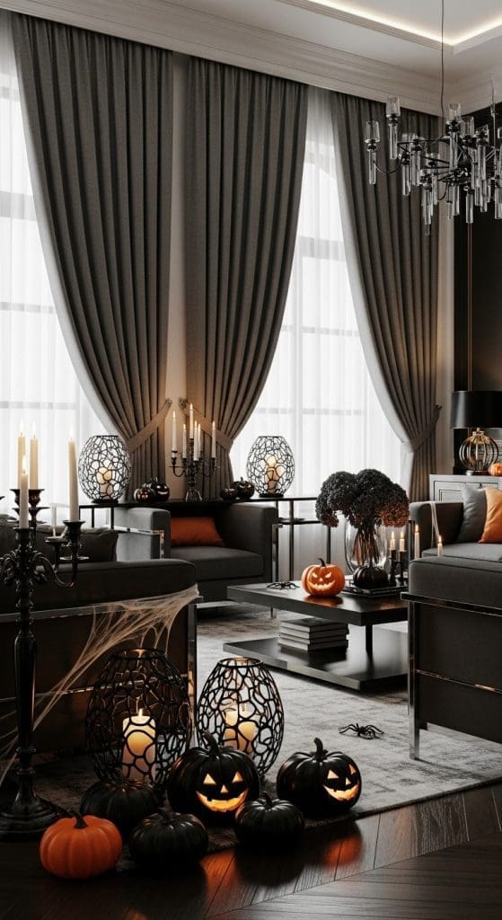 draped curtains halloween decor