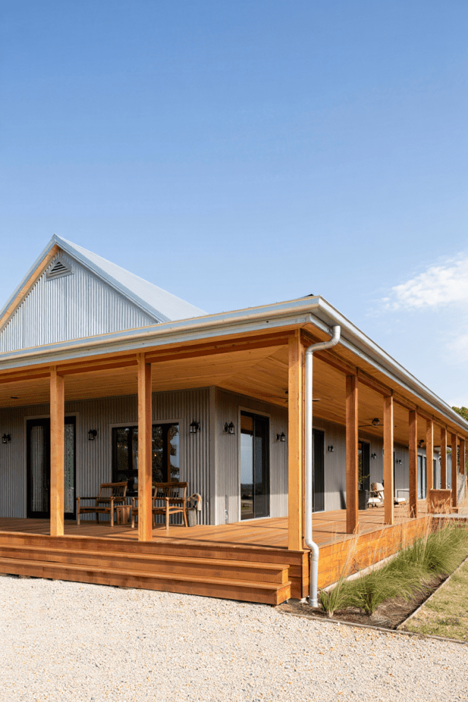 Wraparound porch for Farmhouse Barndominium
