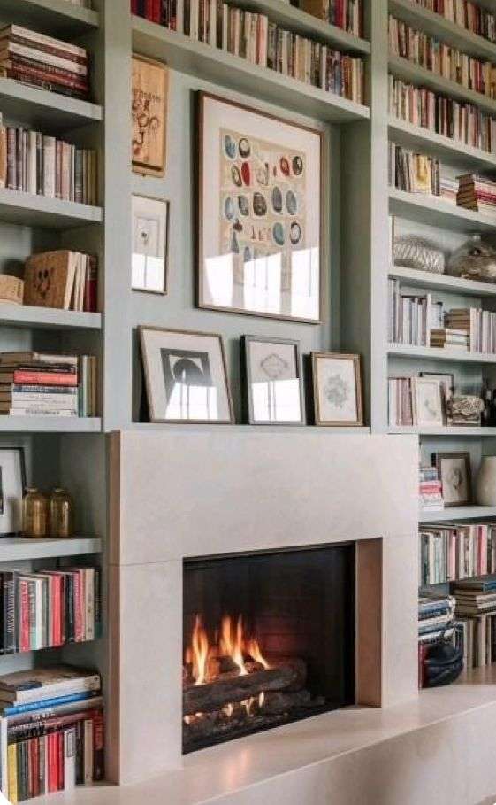 Bookshelf Fireplace Wall Idea