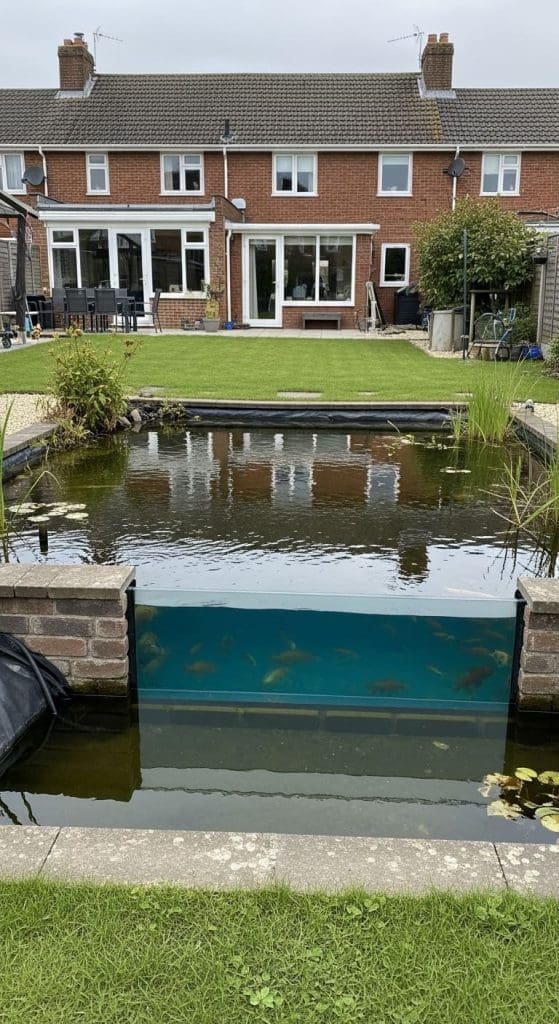 glass sided pond for viewing 