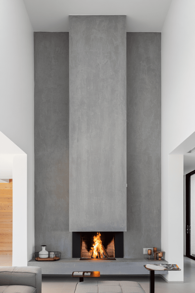 Concrete Fireplace Wall Idea