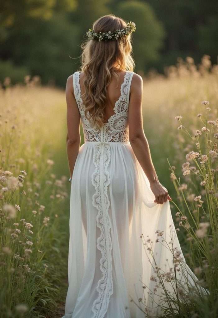 lace and leaf wedding dress