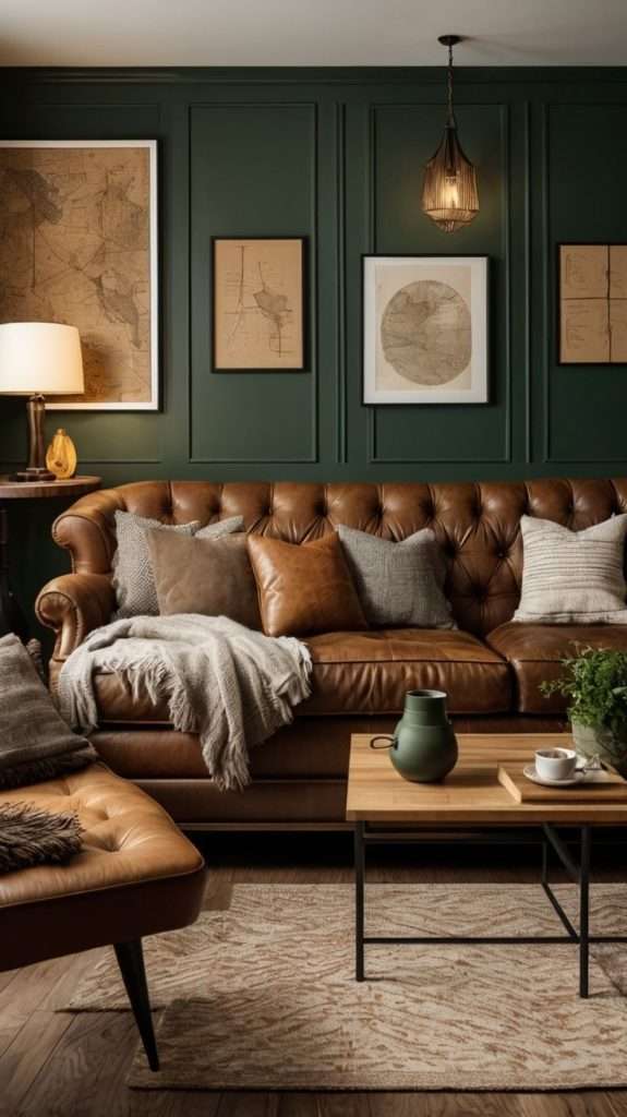 Leather Couch Decor Idea for using contemporary wall art behind the sofa