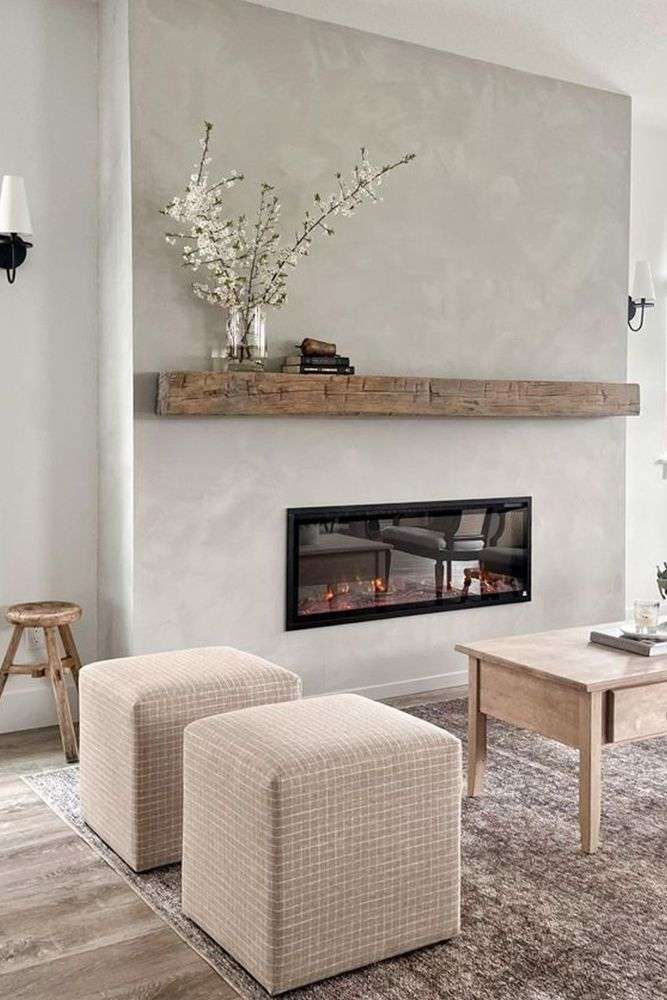 Limewashed fireplace