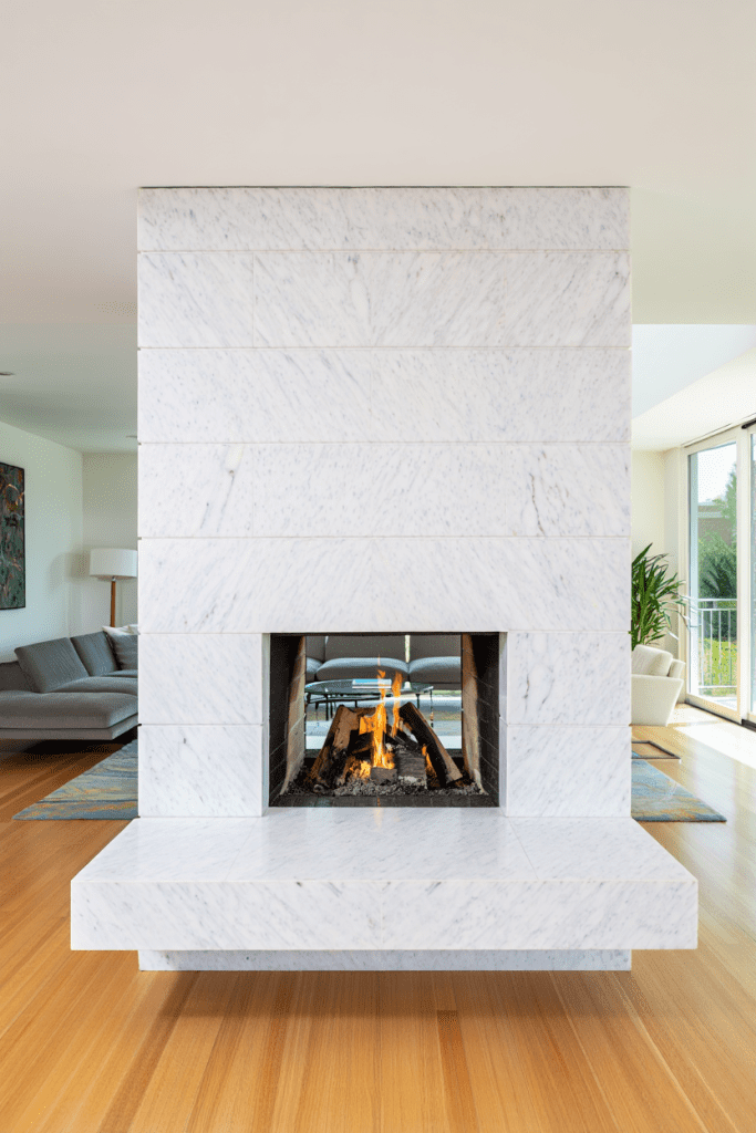Marble slab fireplace idea