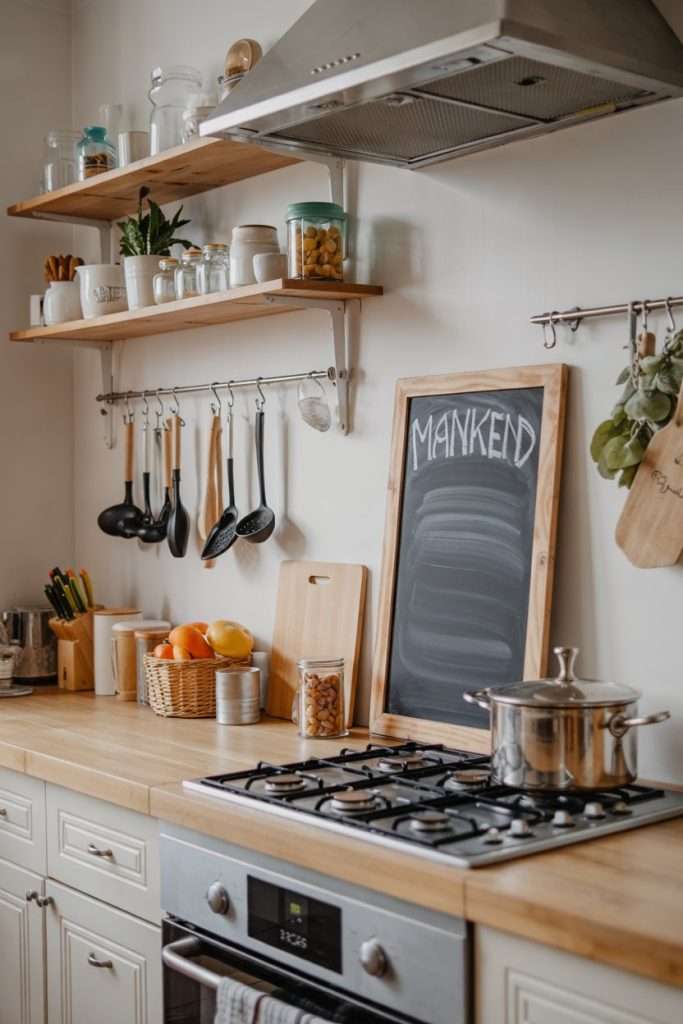 mini chalkboard on a kitchen counter