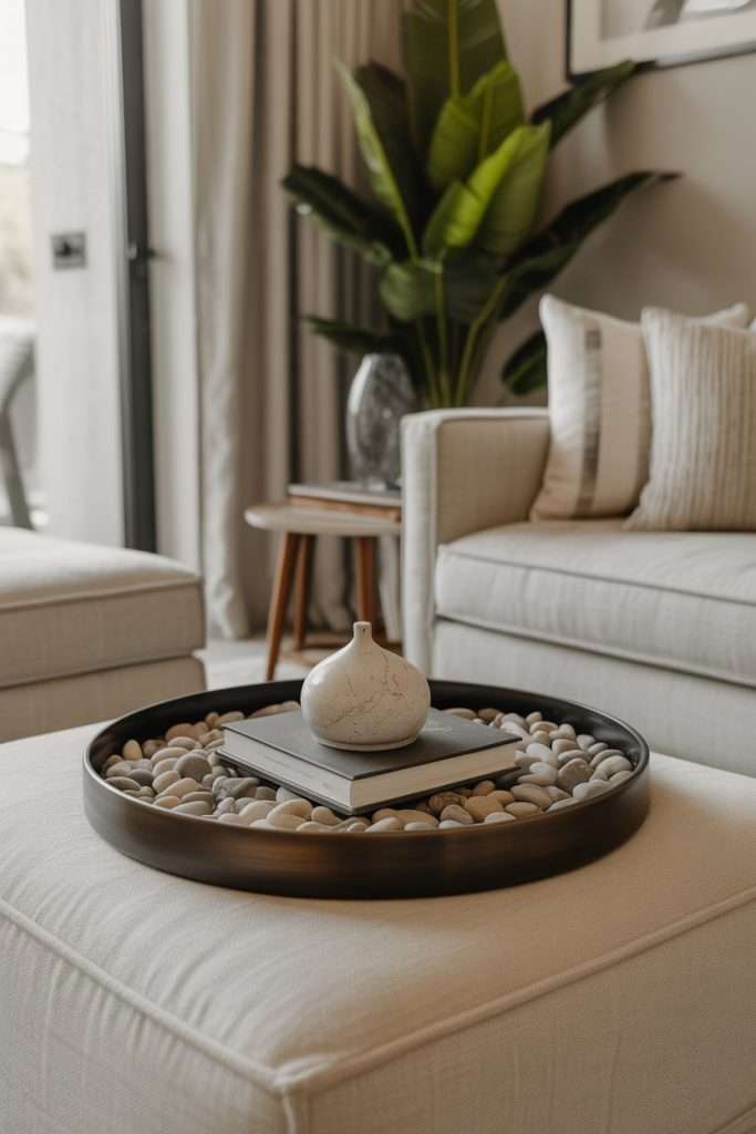 pebble filled ottoman tray