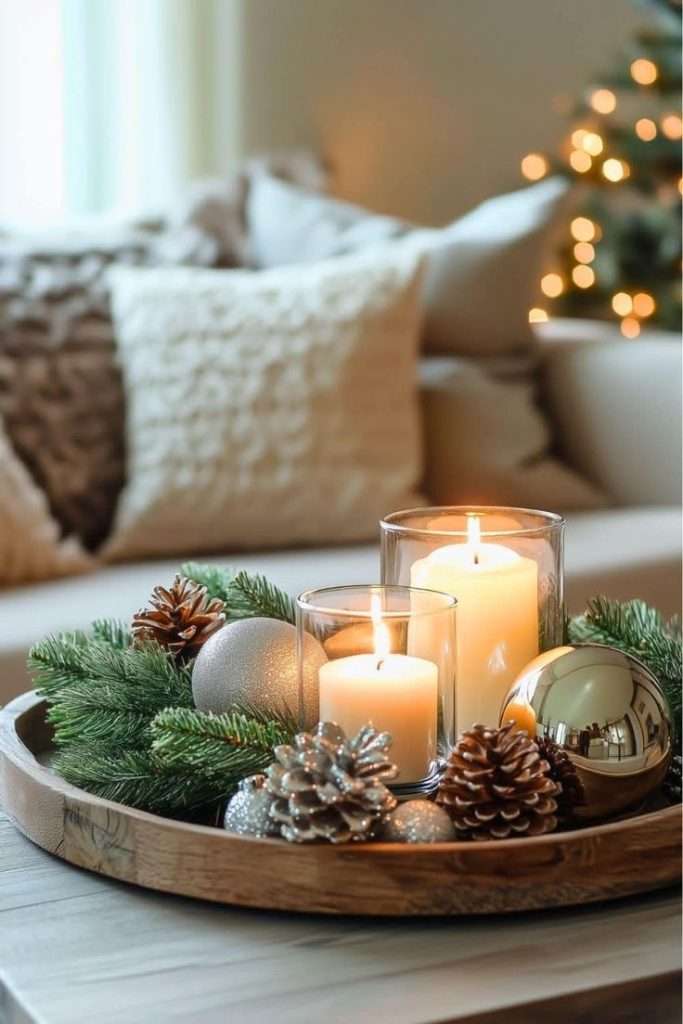 Christmas-Themed Ottoman Tray Ideas