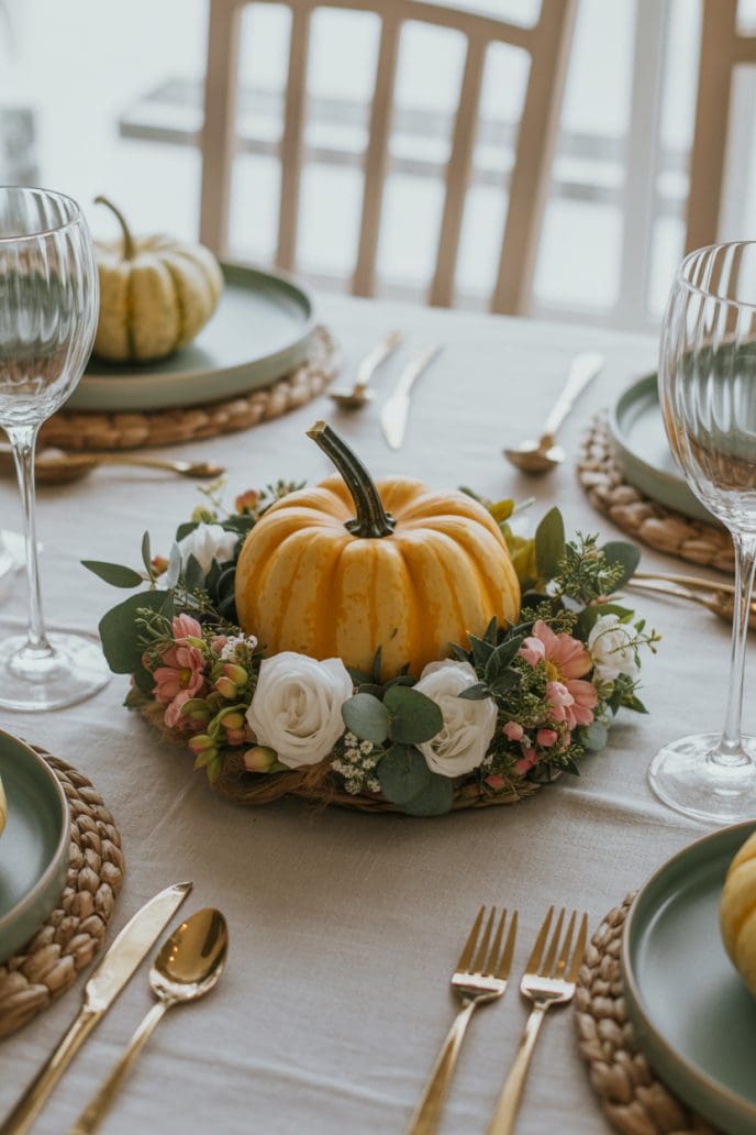 20 Easy DIY Thanksgiving Pumpkin Floral Centerpiece Ideas