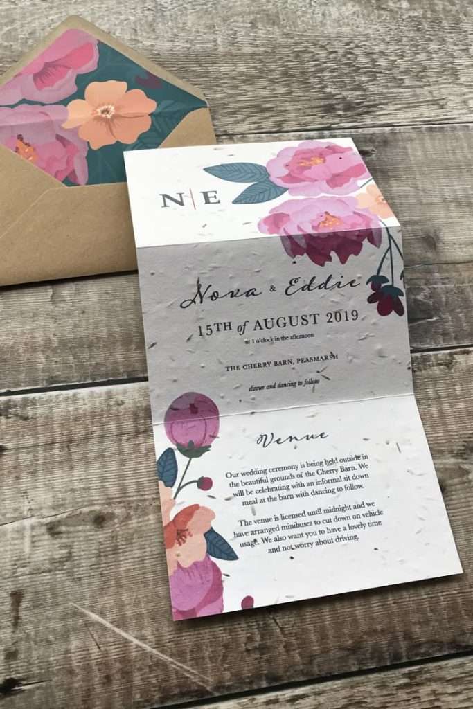 seeded wedding invite for earthy wedding ideas