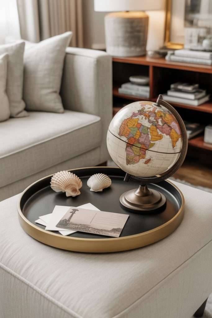 travel themed ottoman tray