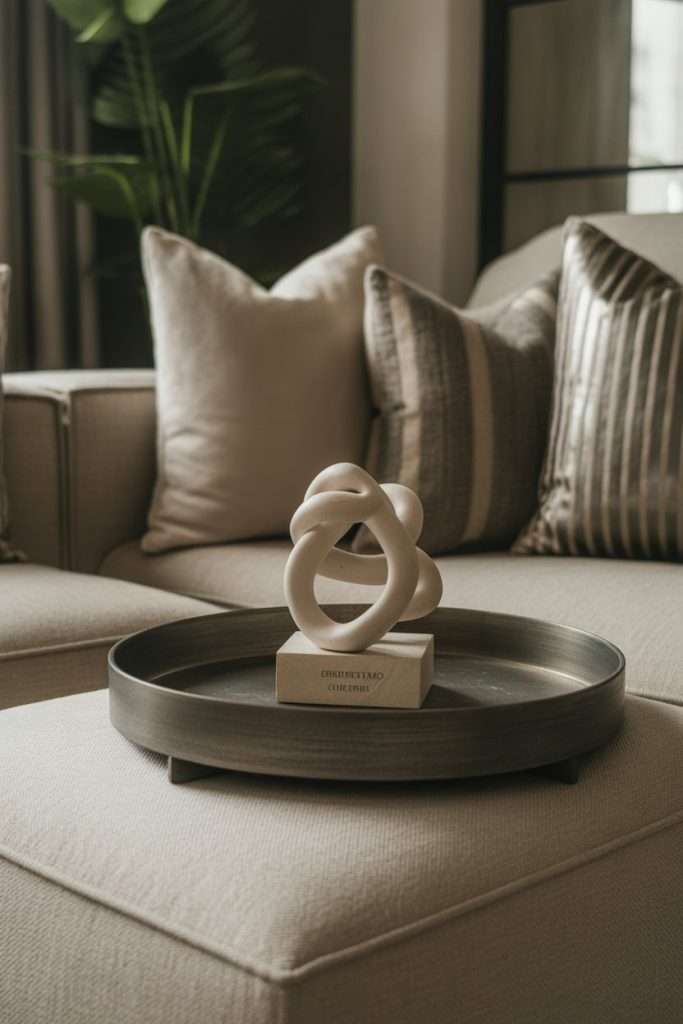 sculptural feature on ottoman tray