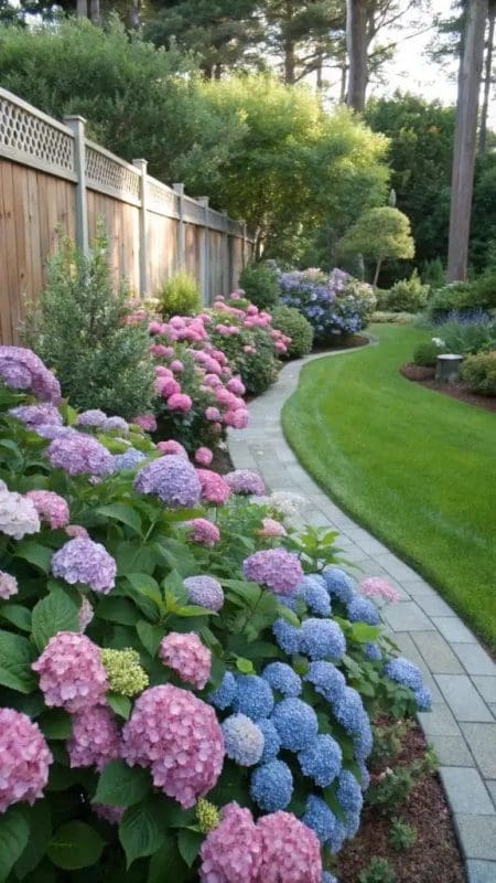 Hydrangea with evergreens