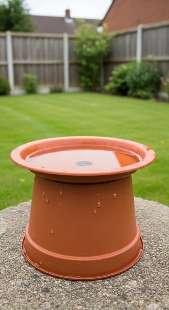 flower pot as bird bath 