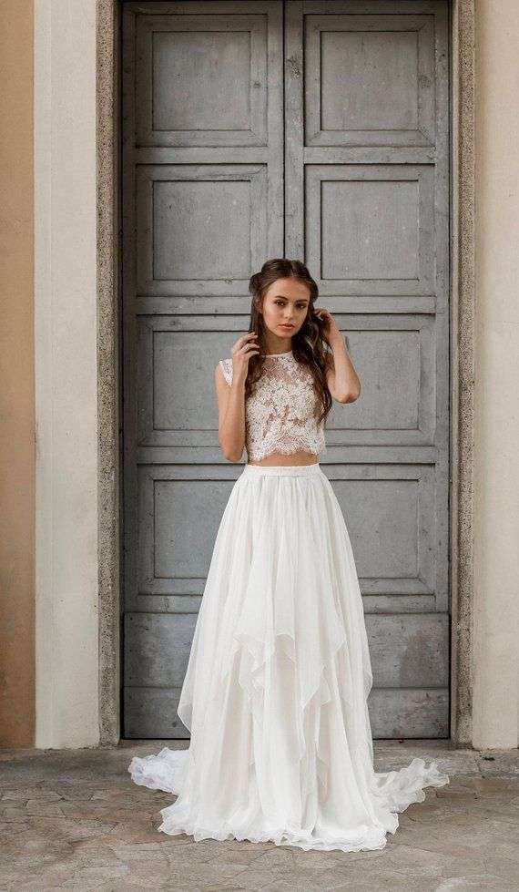 two piece wedding dress idea for earthy wedding ideas