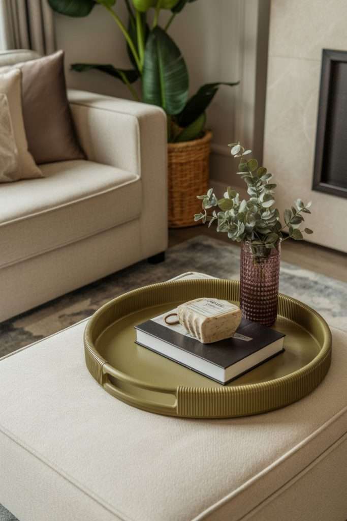 olive green ottoman tray ideas