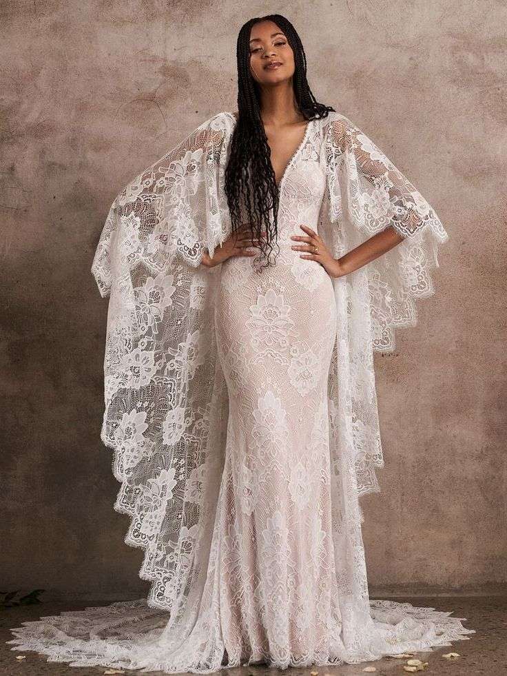 cape style wedding dress earthy wedding ideas