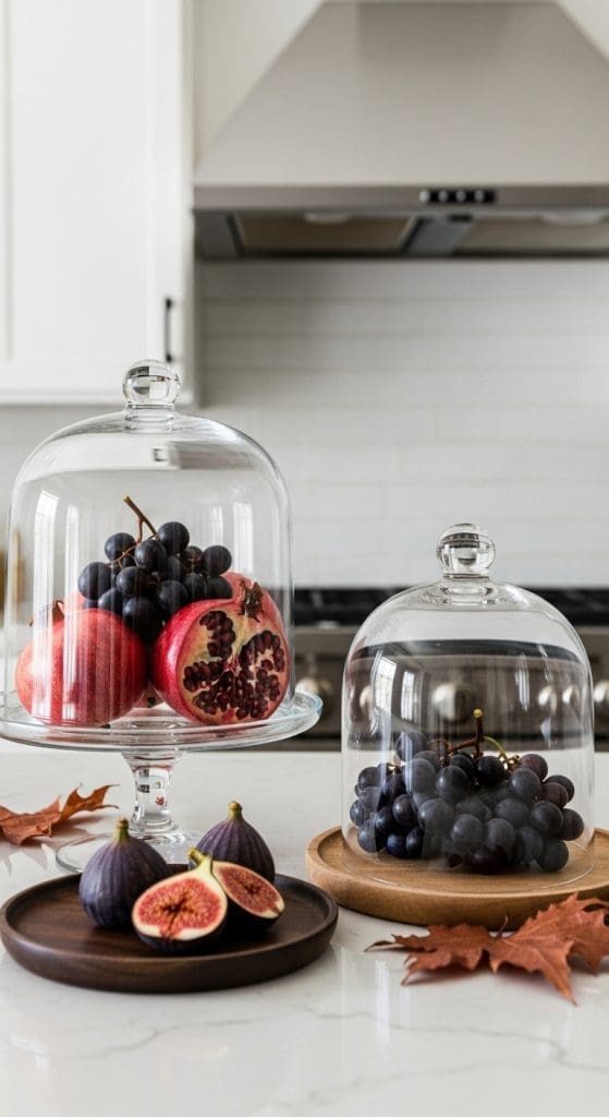 glass dome with seasonal fruit
