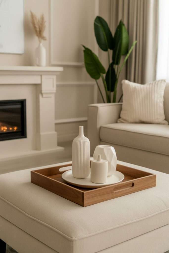 white natural ottoman tray ideas