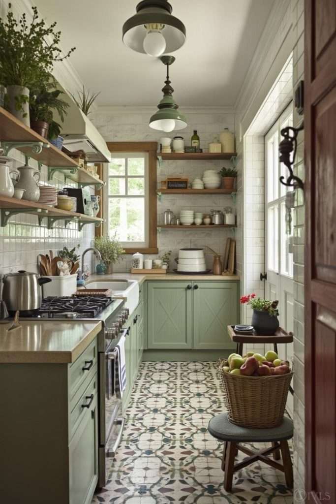Natural Wood Open Shelving in a earthy kitchen