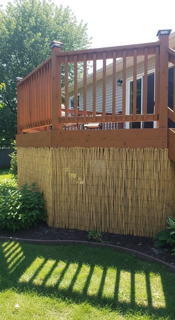 bamboo reed fencing as deck skirting