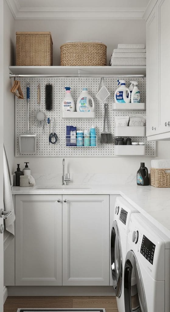 Mount a Pegboard Above the Countertop for Flexible Storage