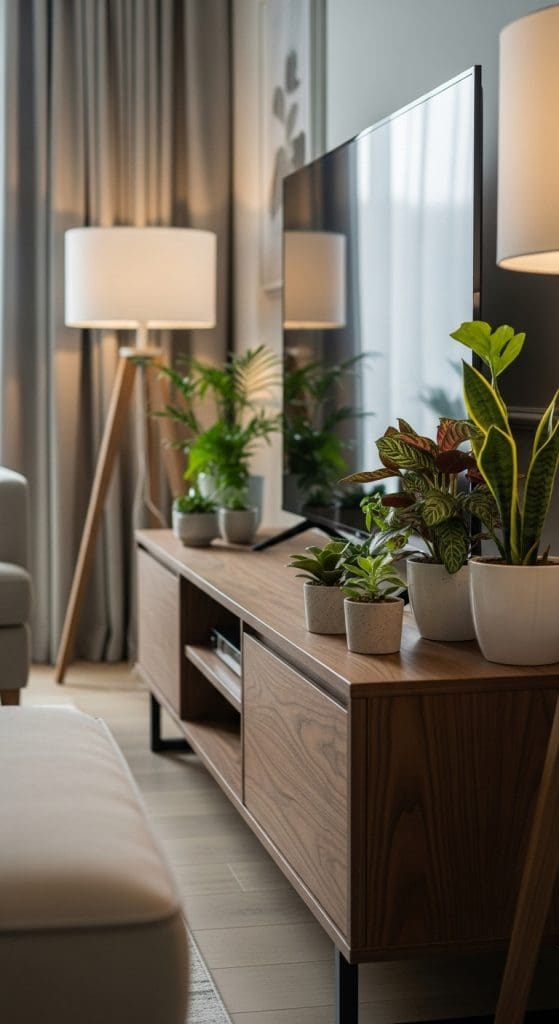 green plants on console