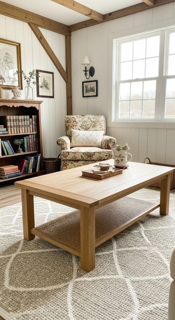 Coffee Table Styling with grey rug underneath