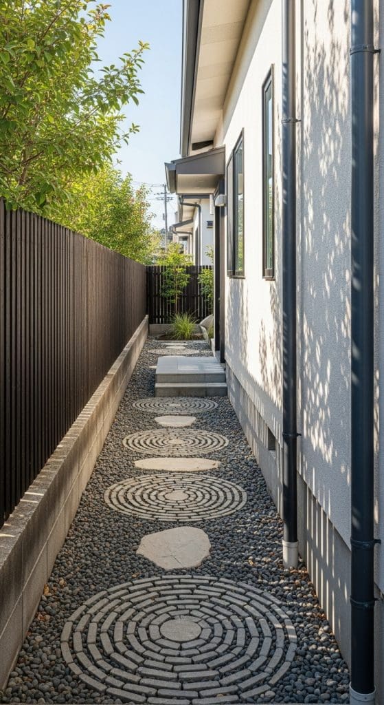 spiral decor paving on a side pathway