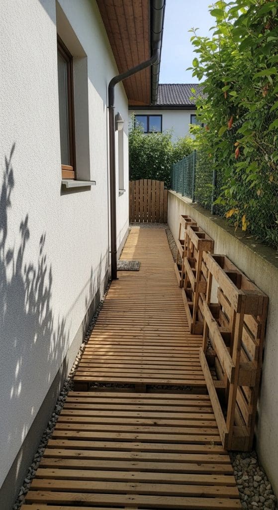 side pathway made out of old pallets
