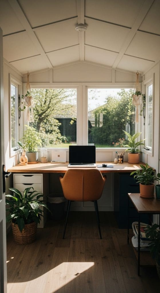 desk facing garden