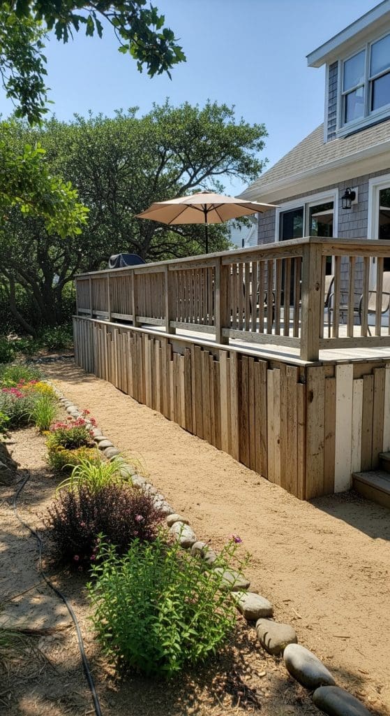 Fence panels used as deck skirtibg