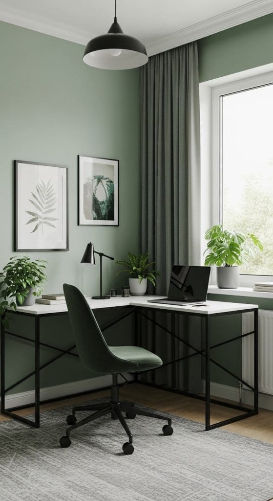 corner desk in a compact home office space