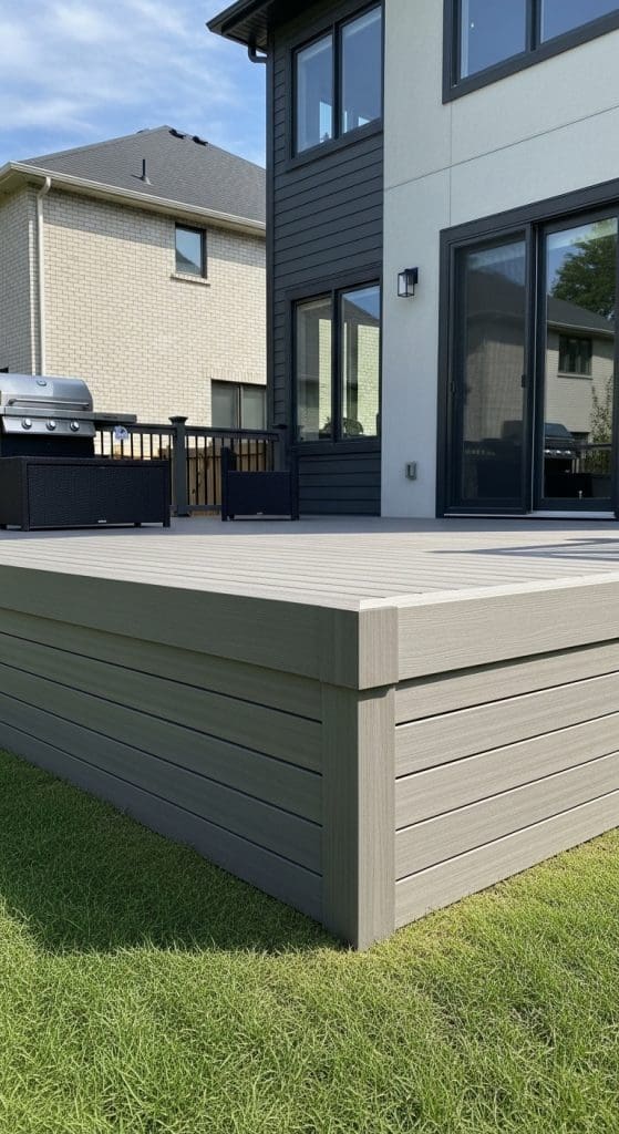 left over composite decking skirting in grey