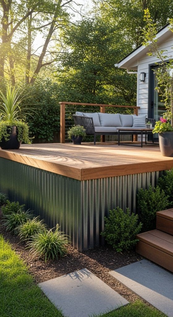 Metal panels used as deck skirting