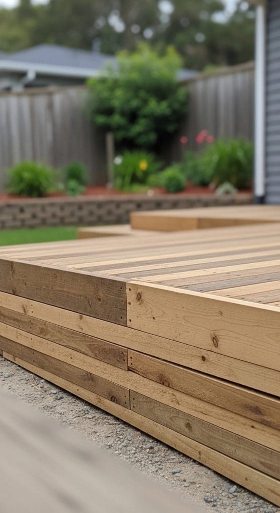 pallet board used as desk skirting