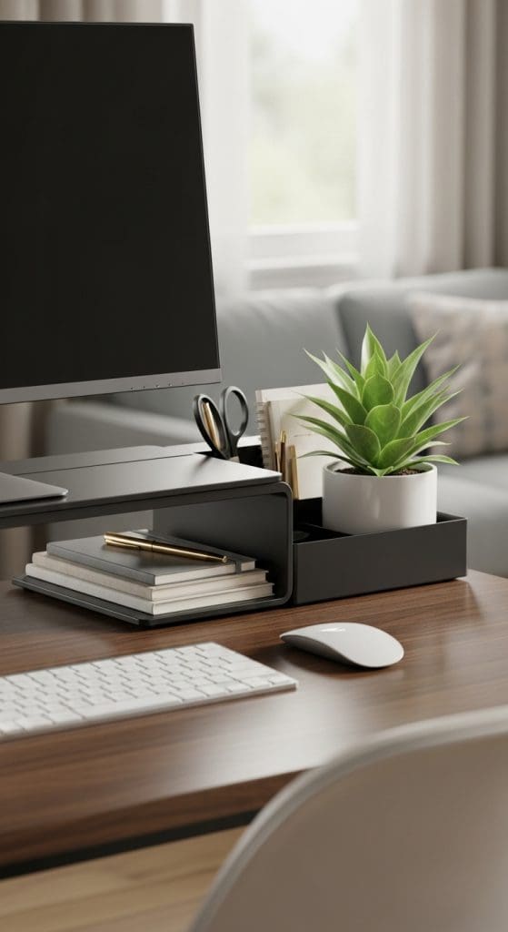 slimline monitor stand with storage