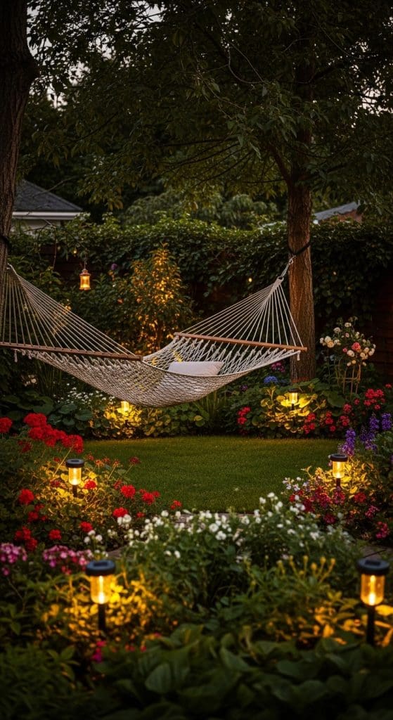 Hammock Ideas Backyard solar lights