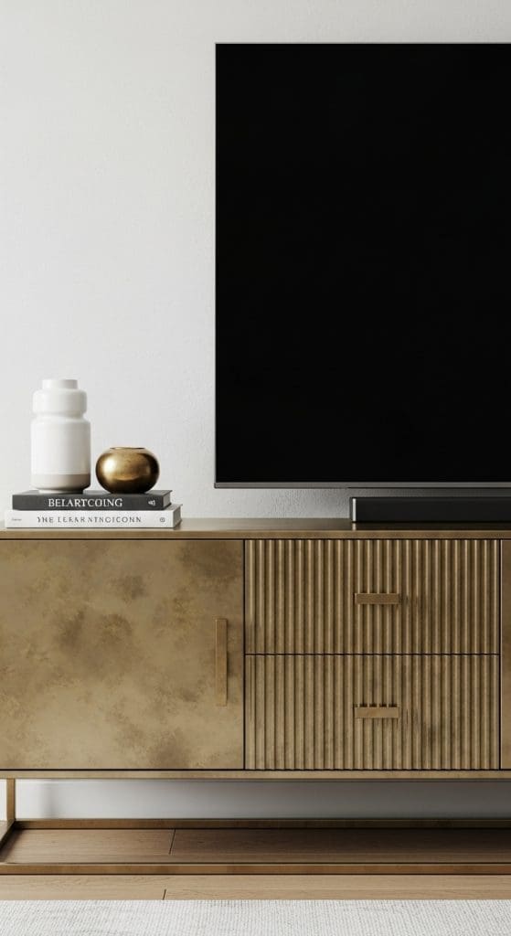 brass tv console unit