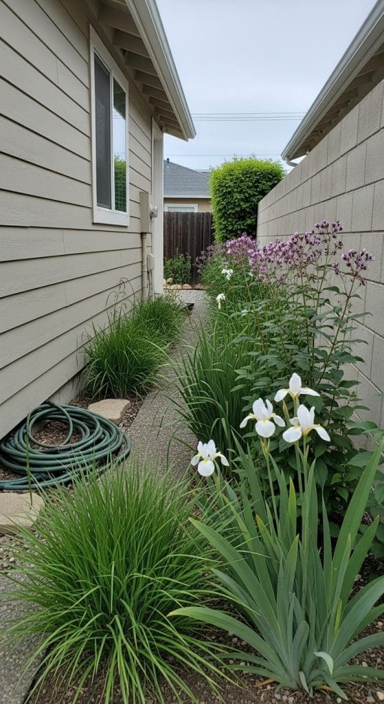 rain garden at the side of the house