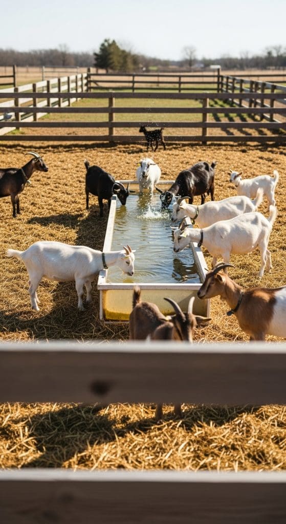 water tough in a playmen for goats