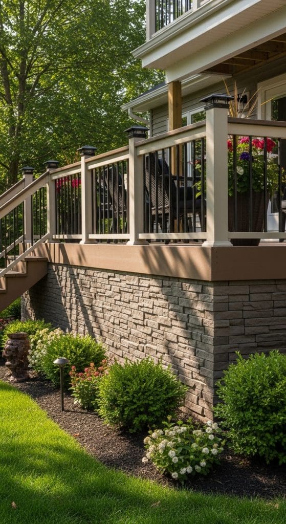 faux stone panels used as Deck Skirting