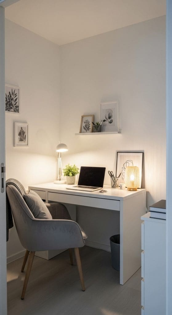 small white desk Small Desk Setup Ideas