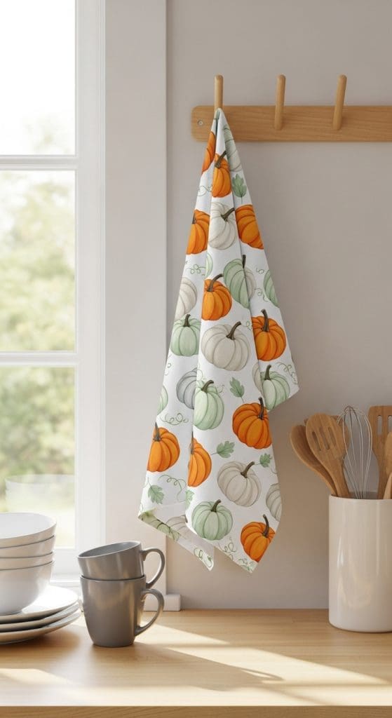 Tea Towel with pumpkins on it