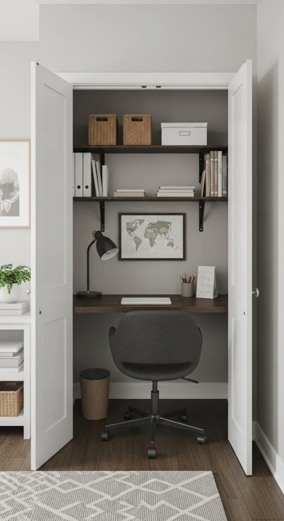 closet that has been converted into a home office