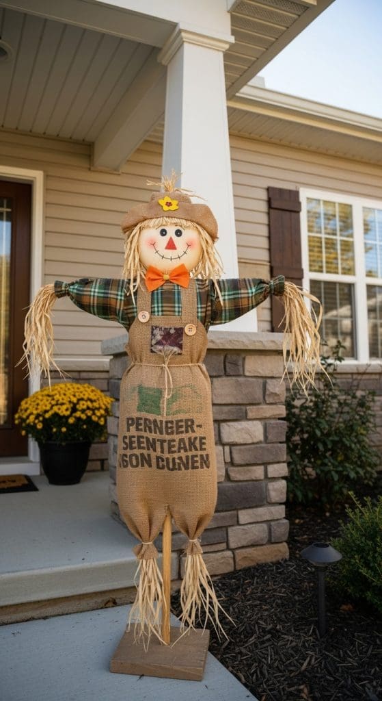 classic scarecrow on a front porch