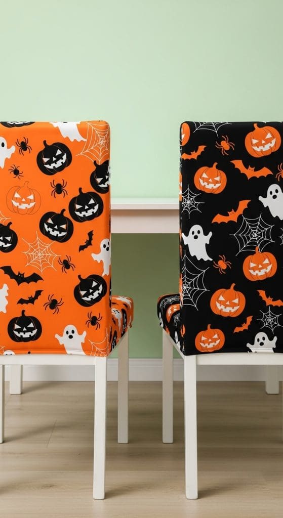 black halloween themed chair covers