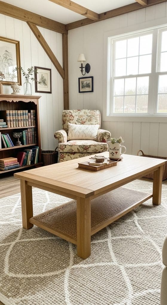 Coffee Table Styling with grey rug underneath 