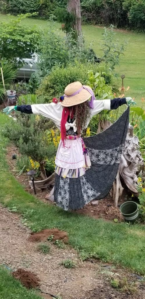 lady scarecrow in a lace dress